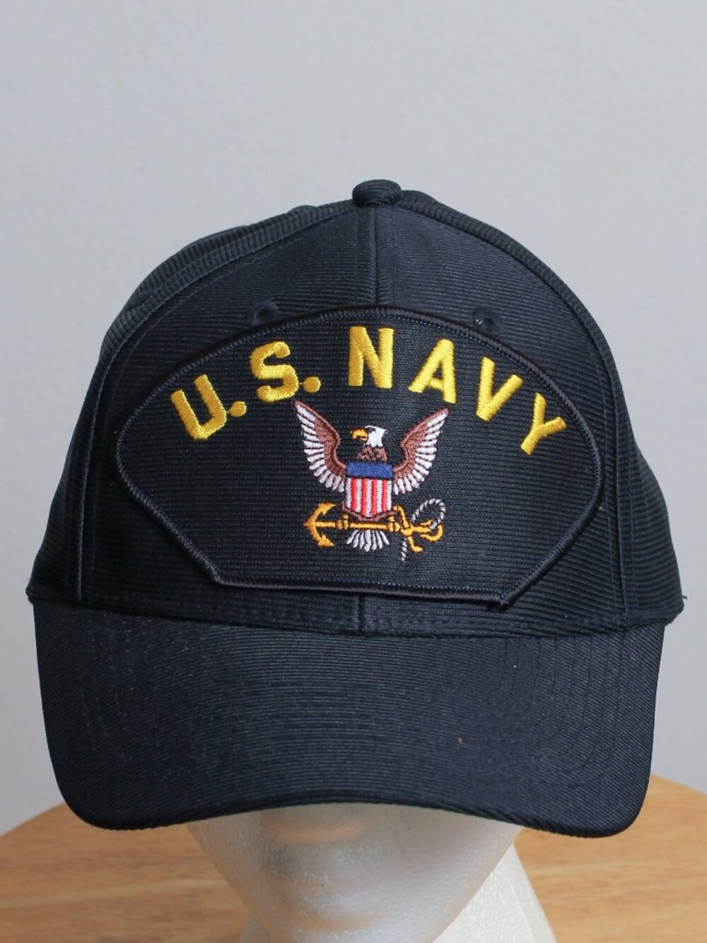 Eagle Crest US Navy Embroidered Patch Snapback Hat Mens OS Black Military Cap